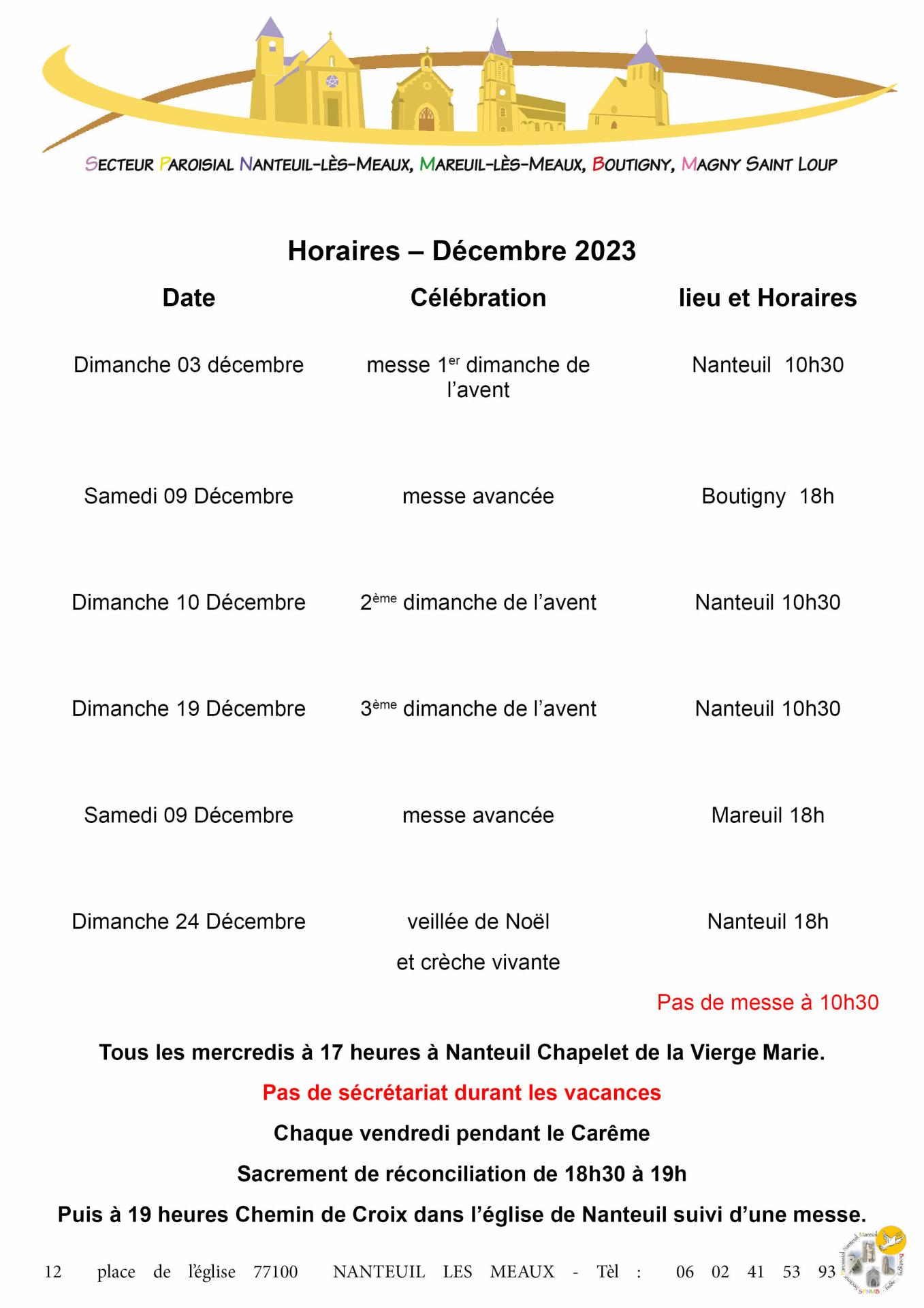2023 12 06 horaires de messe 2