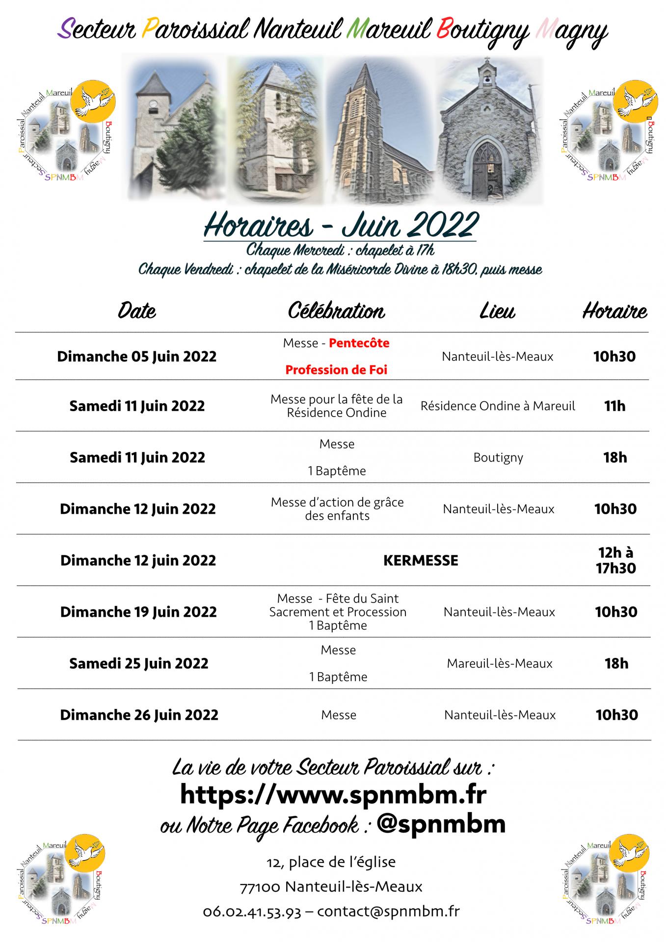 Horaires juin 2022