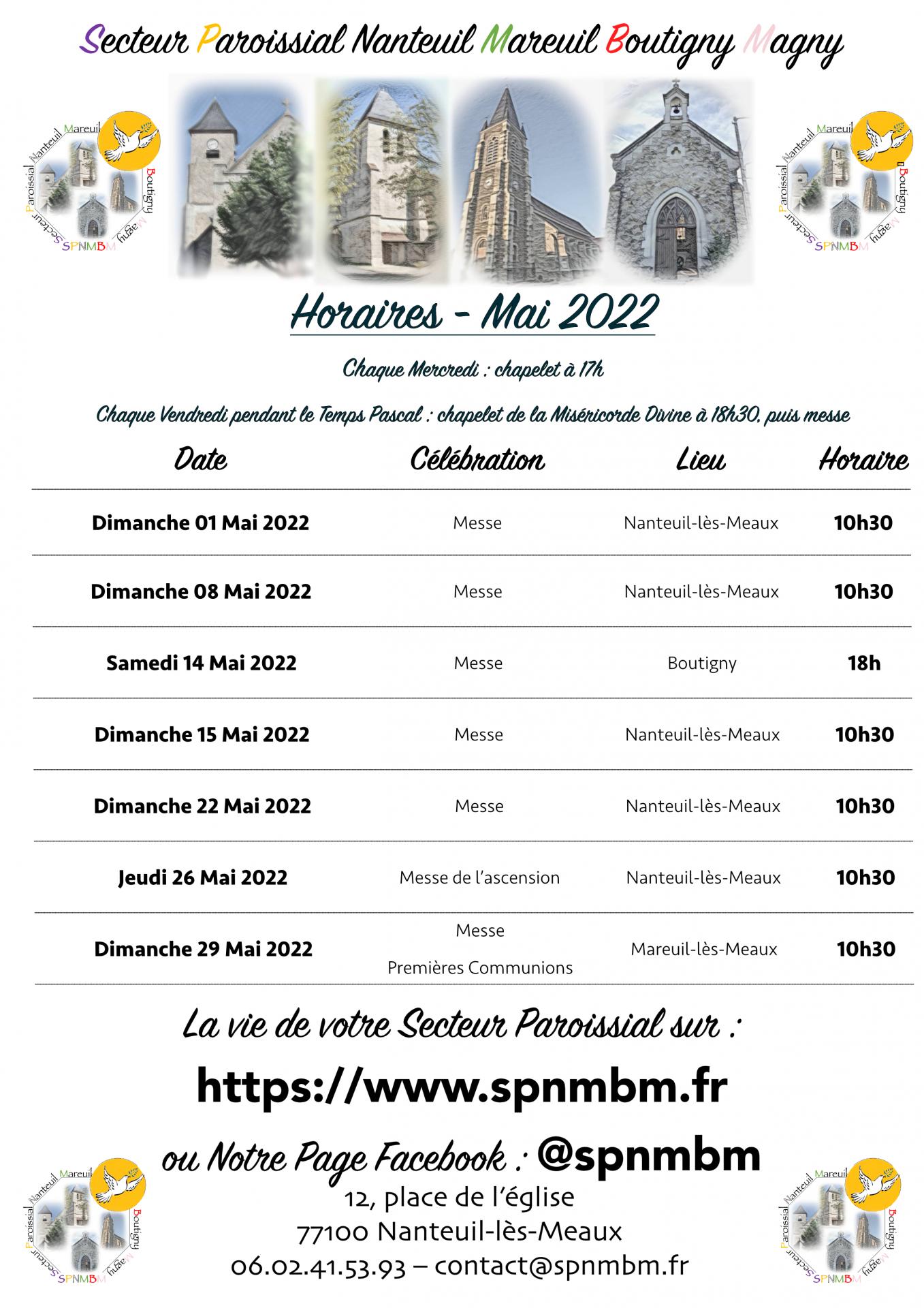 Horaires mai 2025